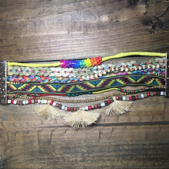 Boho Festival Mixed Media Multicolor Bracelet - Picture 2 of 5